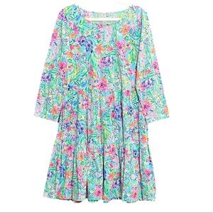 Lilly Pulitzer Geanna Swing Tiered Dress Alligator Isle Print 100% Cotton Sz M